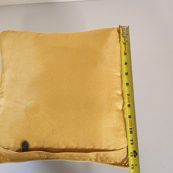 Pier 1 Imports Beaded Jeweled Embroidered Owl Pillow 14" x 14" Yellow Silver - Picture 9 of 9